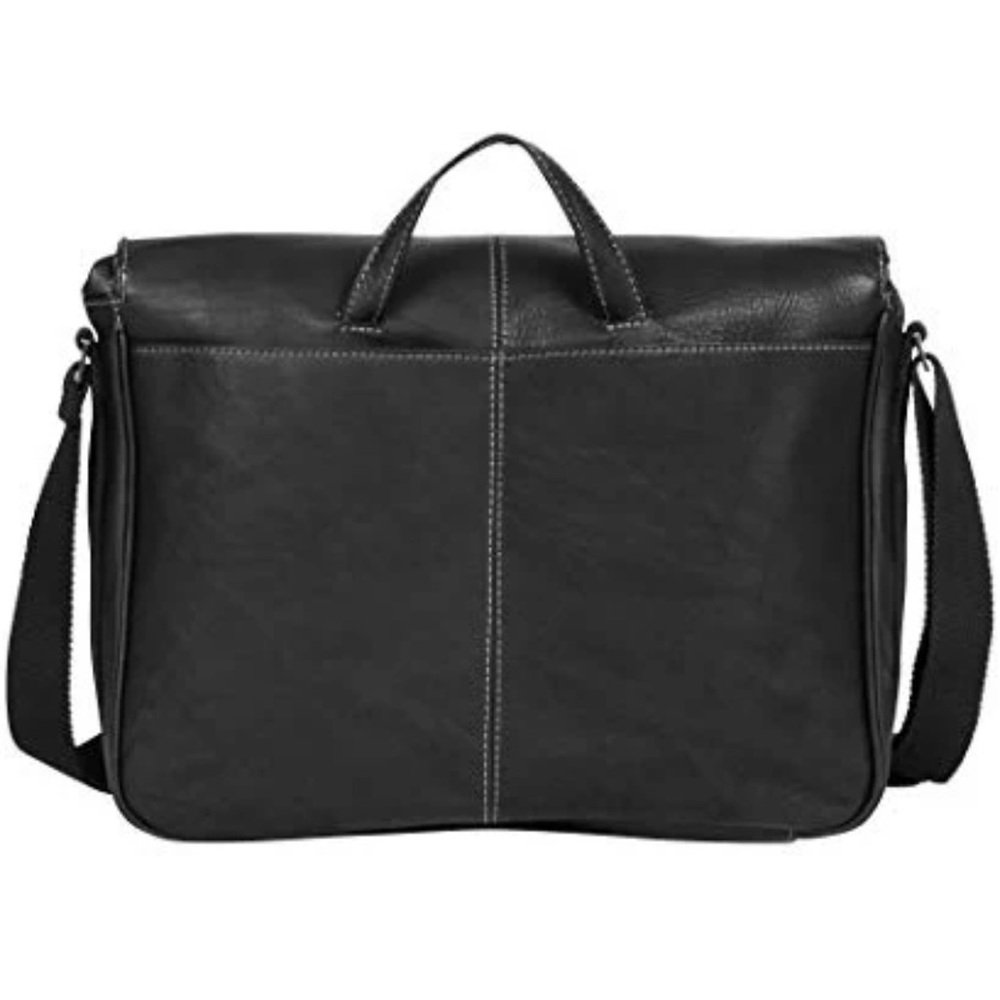 Classic Black Leather Messenger Bag